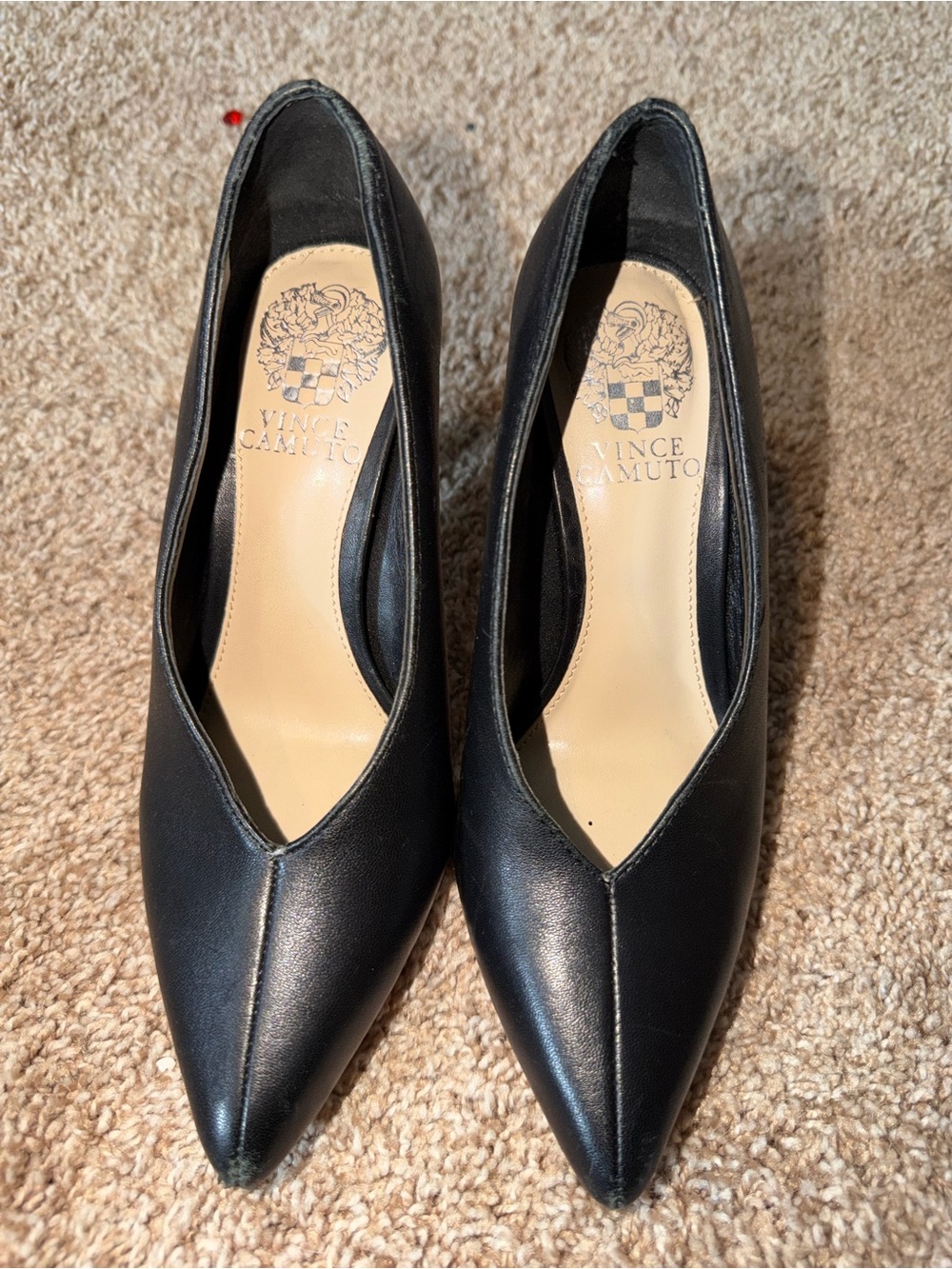 Vince Camuto Black Pointed Leather Pumps